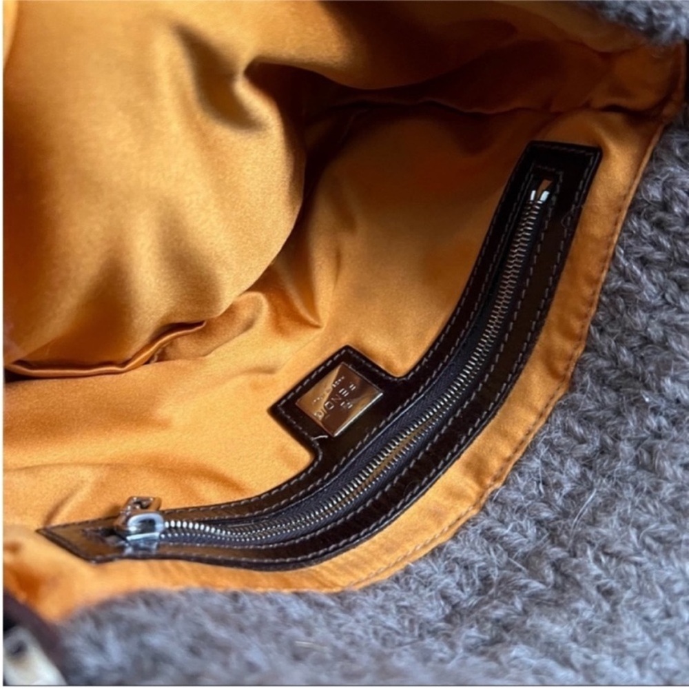 VINTAGE Fendi Baguette Knit Floral Crochet Brown Orange Green - Picture 10 of 13